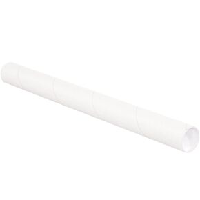 Aviditi White Mailing Tubes with Caps, 2 1/2" x 30", Pack of 34, for Shipping, Storing, Mailing, and Protecting Documents, Blueprints and Posters