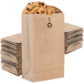 Stock Your Home 2 Lb Kraft Small Brown Paper Bags (250 Count) Mini Size Bag for Packing Breakfast Food, Snack, or Lunch Items - Blank Bulk Pack, Disposable Sack for Arts & Crafts Projects