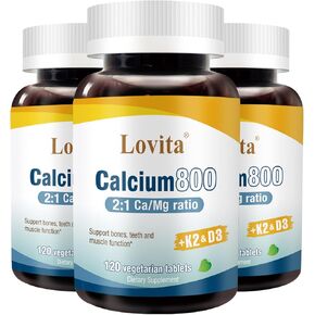 Calcium 800 mg | Highly Absorbable Calcium Citrate with Vitamin D3 & K2 | Premium 2:1 Ratio with Magnesium | Plus Zinc, Copper, Manganese | Vegan Calcium Supplement for Bone Health, 120 Tablets