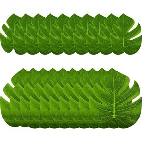 20PCS Artificial Palm Leaves, Monstera Leaf Decor Tropical Green Simulation Monstera Leaves, Faux Turtle Leaf Decoration for Hawaiian Luau Party Jungle Beach Table Wall Decor