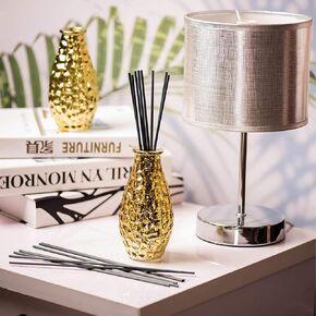 8 Ounce Pebble Grain Glass Diffuser Bottles Set of 6 (Gold)
