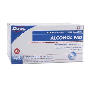 Dukal Alcohol Pads, White, 200 Count