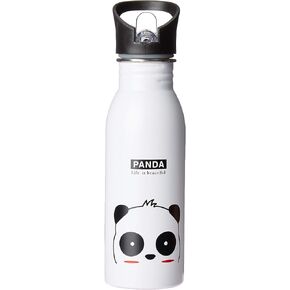 Stainless Water Bottle with Panda Design 18oz with Sport Top (Pink)