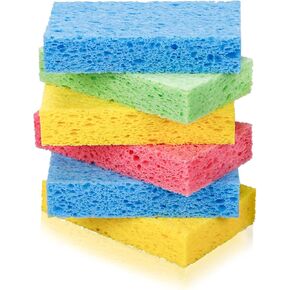 12-Count Cellulose Sponges, Non-Scratch Kitchen Sponges for Dish,Colorful Compressed Dish Scrubber Sponge for Household,Cookware,Bathroom