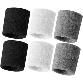 Hanerdun Wrist Sweatbands Thick Terry Cloth Wristbands for Men and Women Athletic Sweat Bands for Sports Tennis Gym Basketball