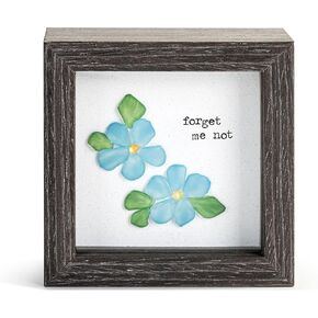 DEMDACO Forget Me Not Whimsical Design Stone Art Multicolor 4 x 4 Wood Composite Shadow Box