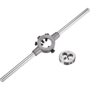 uxcell Die Stock Handle Wrench Set, 6-32 UNC Round Die and 20mm Die Holder (Fits 1/8"-5/32" (UNC/UNF) / Metric M3-M4 / 20mm OD Dies) for Bolt Thread Repair