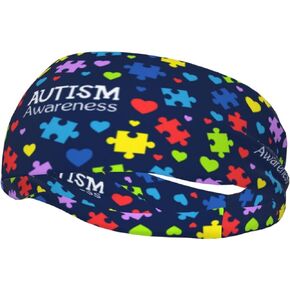 Autism Sweatbands Sports Headband for Men Women Moisture Wicking Sweatband for Running, Gym, Working Out
