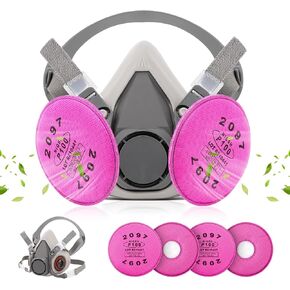 Respirator Mask with Filters 60921: Half Face Respirator Reusable Gas Mask for Chemical Epoxy Resin Dust Organic Vapor Construction Painting Woodworking Sanding Welding