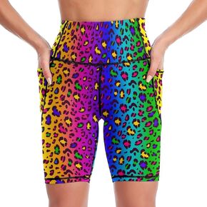 High Waist Knee Length Biker Shorts Women Tummy Control Workout Yoga Running Leggings with Pockets