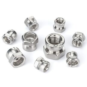 50pcs M8 Nylon Lock Nuts 304 Stainless Steel Insert Hex Nuts Screw-off Tamperproof Security Shear Nuts for Outdoor Courtyard Facilities, Construction and other Industrial Sectors (M8)