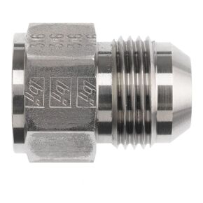 Brennan Industries 2406-08-12 Steel Non-Swivel Straight Reducer, 3/4"-16 SAE x 1-1/16"-12 SAE Thread, 1/2" Female JIC x 3/4" Male JIC, 1.125" Hex, 1.610" Length