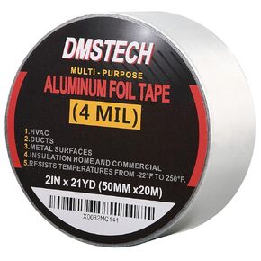 2inx66ft(4 Mil)Professional Grade Multi-Purpose Foil Tape, Aluminum Foil Tape High Temperature Perfect for Cold HVAC, Sealing & Patching Hot & Cold Air Ducts, Metal Repair, Insulation Home, Commercial