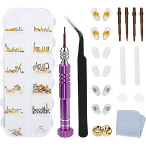 Upgraded Eyeglass Repair Kit，Eyeglass Repair Kit-Contains 5-in-1 Magnetic Screwdriver Eyeglass Nose Pads, Eyeglass Ear Grips,Tweezer for Sunglasses Eyeglass Watch Repair.