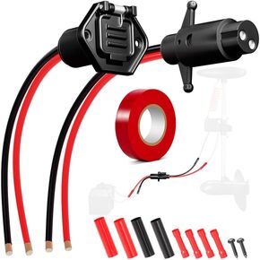 12-24V 8 Gauge 2 Wire Trolling Motor Plug,Trolling Motor Plug and Receptacle Compatible with Minn Kota Marine Boat Kayak, Male & Female Trolling Motor Connector,Trolling Motor Quick Connect Wire Kit