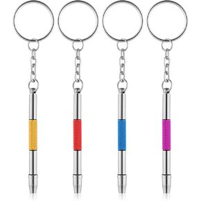 4 Pcs 4 Colors Sunglasses Tightening Kit, 4 In 1 Tiny Repair Eye Glasses Screwdriver Kits, Portable Sunglasses Tightening Screwdriver Keychain for Eyeglasses Watch Repair