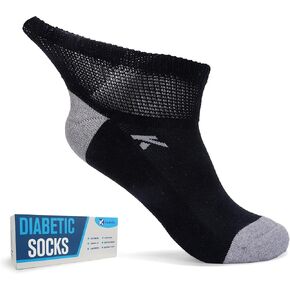 Non-Binding Diabetic Socks Seamless Cushioned Sole Breathable Combed Cotton Ankle Height, for Men & Women, 3 Pairs