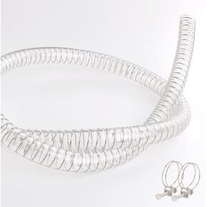 Eoiips 1"ID x 1-1/4"OD Steel Wire Suction PU Polyurethane Tubing, Food Grade Hose, High Pressure Flexible Heavy Duty Clear Suction Tube, 3.28Ft Length