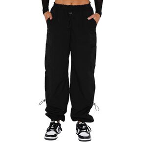 Hoefirm Cargo Pants Women High Waist Adjustable Y2k Baggy Pants Parachute Pants for Women with Pockets Streetwear