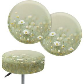 Round Bar Stool Seat Covers Pack of 2 Washable Elastic Non-Slip Stool Cushion Slipcover Round Elastic Circle Bar Chair Covers for 13-15 Inch Stool Chair, Butterfly Sunflower Retro
