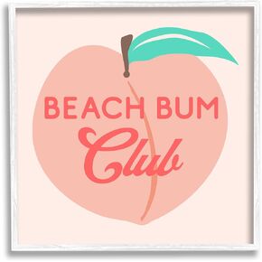 Stupell Industries Beach Bum Club Pink Peach Illustration Phrase, Design by Daphne Polselli