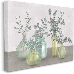 Stupell Industries Plants in Vases Neutral Grey Design, Designed by Ziwei Li Wall Art, 24 x 1.5 x 30, Canvas