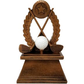 Decade Awards Golf Wreath Trophy- 7 Inch Tall | Golf Tournament Resin Award | Celebrate Victories for Golfers and Caddies - Engraved Plate on Request