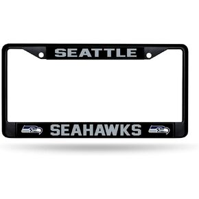 Rico Industries NFL Football Seattle Seahawks Black Chrome Frame with Printed Inserts 12" x 6" Car/Truck Auto Accessory