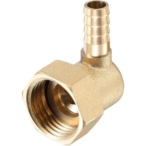 uxcell Brass Hose Barb Fitting Elbow, 10mm Barbed x G1/2 Female Swivel Nut Pipe Connector for Water Fuel Air