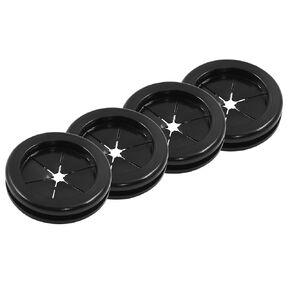 4pcs 1 Inch (25mm) Black Double Sided Desk Hole Grommets, Six-Petaled Rubber Cable Cord Organizer, Desk Hole Cover Wire Hole Insert for Home Office Equipment