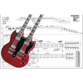 Plan of EDS Double-neck Electric Guitar - Full Scale Print by ALS
