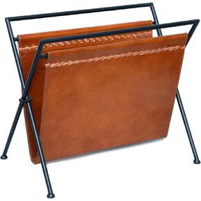 folding leather magazine rack brown leather magazine and paper holder news paper holder with metal rack