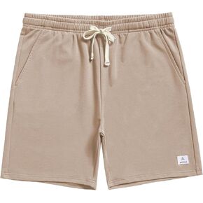 Mens Cotton Lounge Shorts Cargo Gym Joggers Athletic Shorts Multi-Pockets Elastic Waist Jersey Comfort Sweat Shorts