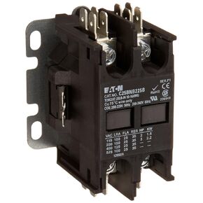 Eaton C25BNB225B Compact Definite Purpose Contactor, 25A Inductive Current Rating, 2 Max HP Rating at 115V, 3 Max HP Rating at 230V, 240VAC Coil Voltage