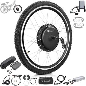 Voilamart 26" Waterproof Electric Bicycle Hub Motor Wheel Conversion Kit 48V 1200W with LCD Display Meter IP65