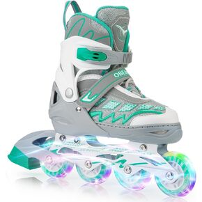 Adjustable Inline Skates for Girls and Boys, Fun Illuminating Inline Skates for Kids Ages 5-8 8-12, Roller Skates for Youth Beginners - Includes Free Skate Bag