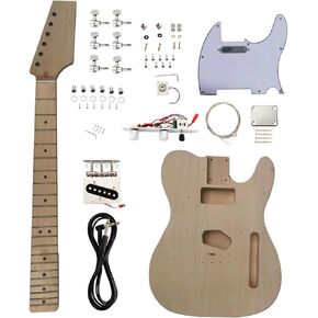 Unfinished DIY electric guitar kit: 6-string right hand, peach blossom wood body, maple neck, and Rosewood fingerboard chrome hardware to create your own guitar(BYXSZ-TL01)