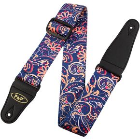 uxcell Guitar Strap, Vintage Sunflower Print Guitar Shoulder Straps with Leather End & Free Lace Tie