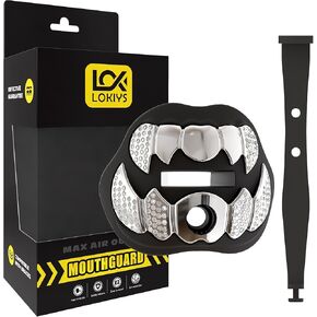 Football Mouth Guard, 3D Chrome Football Mouthpiece, Helmet Strap Included, Fits Adult & Youth (Black/Gold)