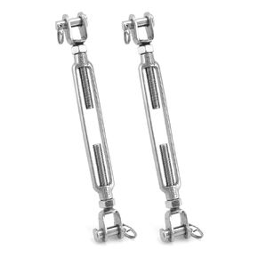 QWORK Jaw & Jaw Turnbuckle, 2 Pack 3/8 Inch M10 Hot Dipped Galvanized Steel Turnbuckle, 1200 lbs Working Load Limit, Heavy Duty Turnbuckle for Cable Wire Rope Tension, Shade Sail, Boat