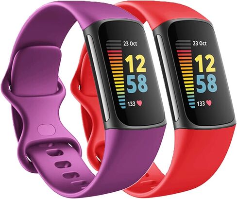 Replacement Bands Compatible with Fitbit Charge 6 / Fitbit Charge 5 Bands for Women Men, Silicone Fitness Sport Wristbands for Women Men Small Large (2 Pack) in Saudi Arabia