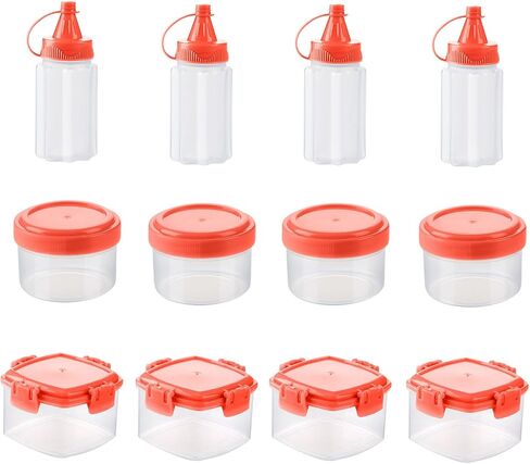 12 Pcs Mini Sauce Squeeze Bottles Seasoning Box Plastic Condiment Salad Dressing Containers Portable Jars for Outdoor Barbecue Camping in Saudi Arabia