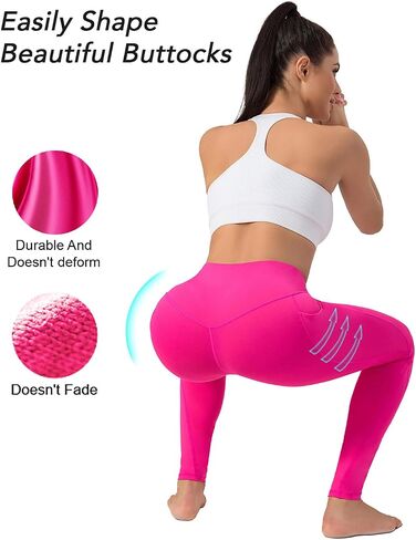High Waist Yoga Pants with Pockets, Tummy Control Workout Running Yoga Leggings for Women in Saudi Arabia
