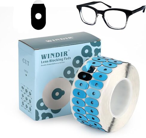 WINDIR Optical Lens Edging Blocking Pads, 1000Pcs Eyeglasses Anti Slip Adhesive Sticker Tape Processing Polishing for Glasses Auto Edger Accessories (Black pads, 0.87x1 inch) in Saudi Arabia