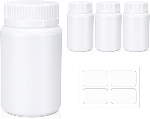Empty Plastic Pill Bottle Medicine Bottles Reagent Chemical Container with Smooth Screw Lid For Liquid Solid Powder (50cc 4pack) in Saudi Arabia