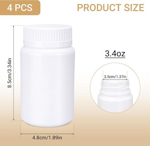 Empty Plastic Pill Bottle Medicine Bottles Reagent Chemical Container with Smooth Screw Lid For Liquid Solid Powder (50cc 4pack) in Saudi Arabia