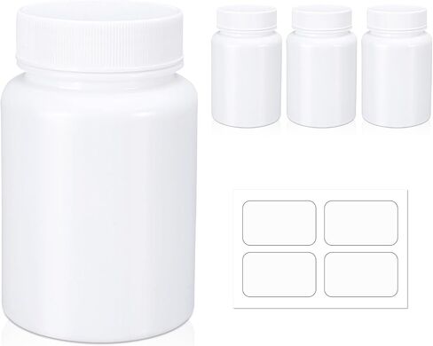 Empty Plastic Pill Bottle Medicine Bottles Reagent Chemical Container with Smooth Screw Lid For Liquid Solid Powder (50cc 4pack) in Saudi Arabia
