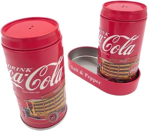 The Tin Box Company Coca Cola Salt and Pepper Set with Holder, Red (776817-12) in Saudi Arabia