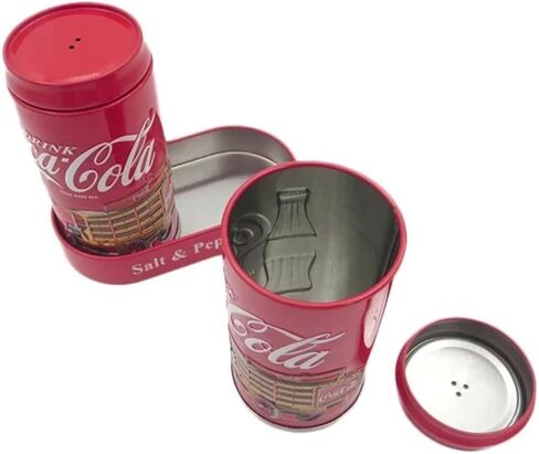The Tin Box Company Coca Cola Salt and Pepper Set with Holder, Red (776817-12) in Saudi Arabia