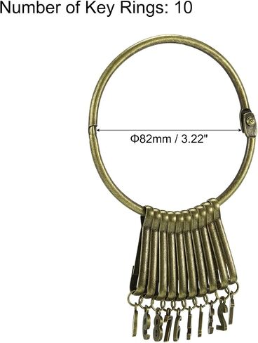 PATIKIL 3.2 Inch Dia Key Organizer Keychain, 1pcs Key Management Holder with 10 Digits Buckles Rings for Office, Bronze in Saudi Arabia